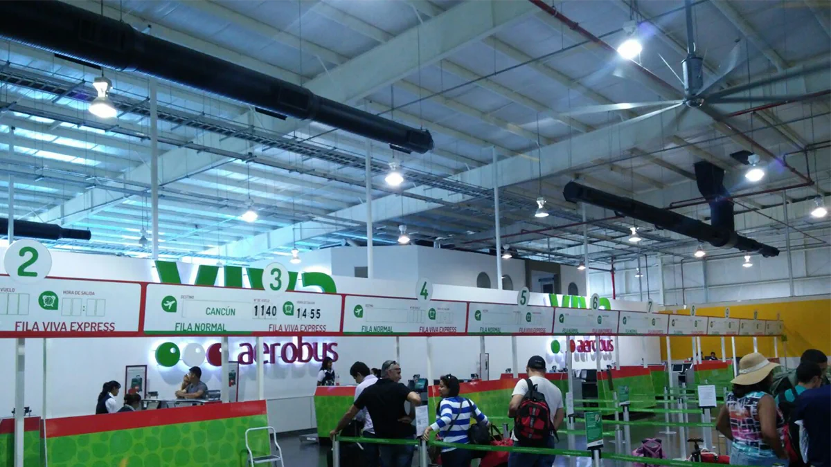 Circulación de aire en una terminal de aeropuerto
